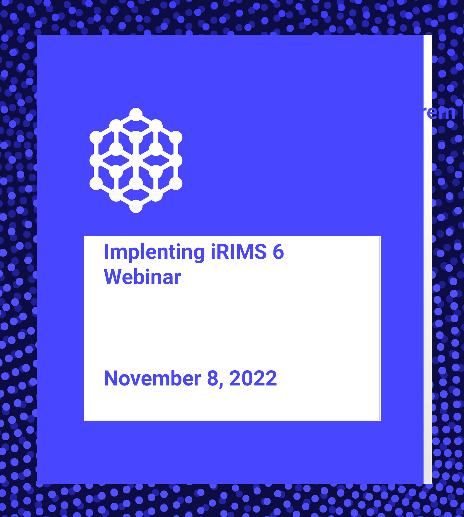 Implementing iRIMS 6 Webinar (11/08/2023)